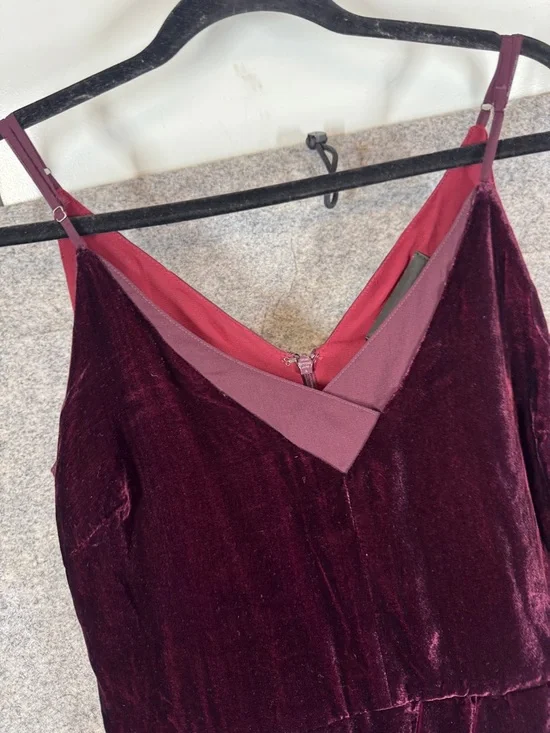 Adenlyn Rae Velvet Midi Slip Dress Burgundy Size M V Neck Party Whimsigoth Chic - Picture 3 of 13